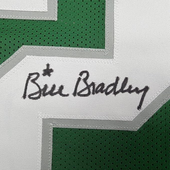 Framed Autographed/Signed Bill Bradley 35x39 Philadelphia Kelly Green Football Jersey Beckett BAS COA