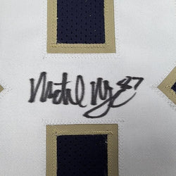 Framed Autographed/Signed Michael Mayer 35x39 Notre Dame Blue College Football Jersey Beckett BAS COA