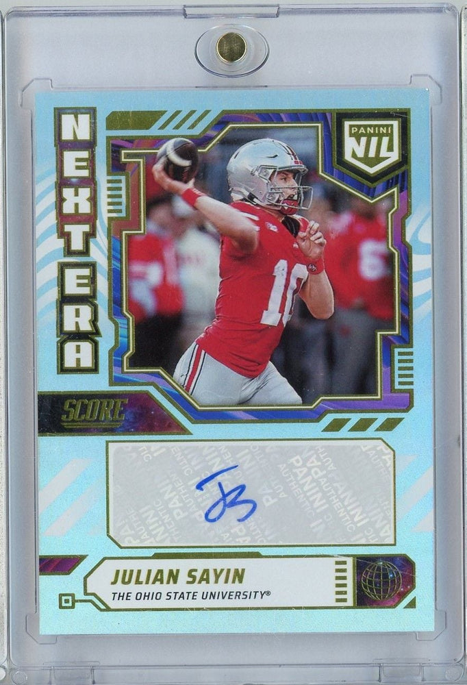 2025 Panini Score NIL Julian Sayin #ENEJSA Next Era Auto Rookie RC Football Card