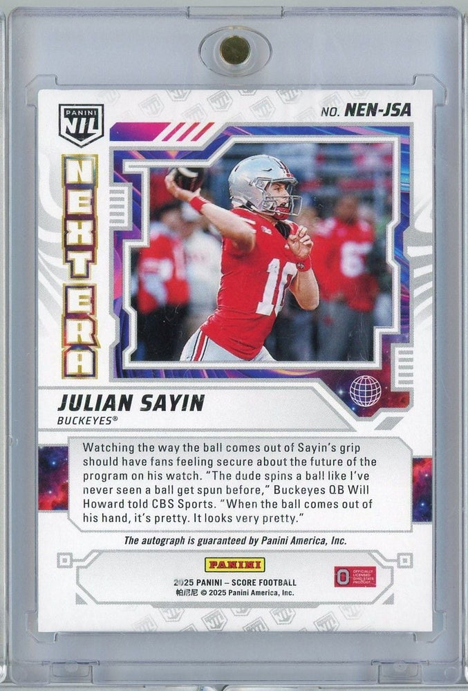 2025 Panini Score NIL Julian Sayin #ENEJSA Next Era Auto Rookie RC Football Card