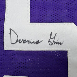 Framed Autographed/Signed Derrius Guice 35x39 LSU Purple College Football Jersey JSA COA
