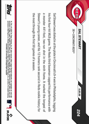 2026 Topps Now Sal Stewart #224 Gold Foil /50 441 Foot Moonshot Secures 1st 4 Hit MLB Game in Win Cincinnati Reds Rookie RC Baseball Card