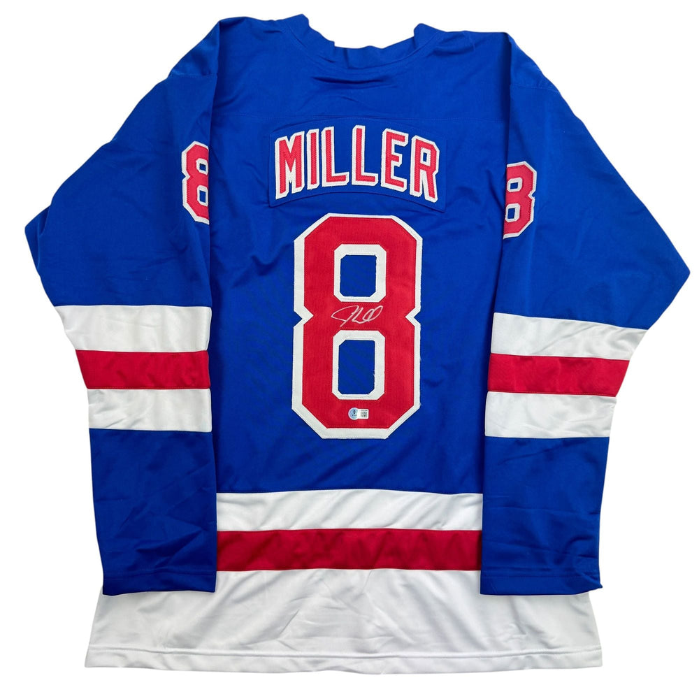 Autographed/Signed JT J.T. Miller New York Blue Hockey Jersey Beckett BAS COA