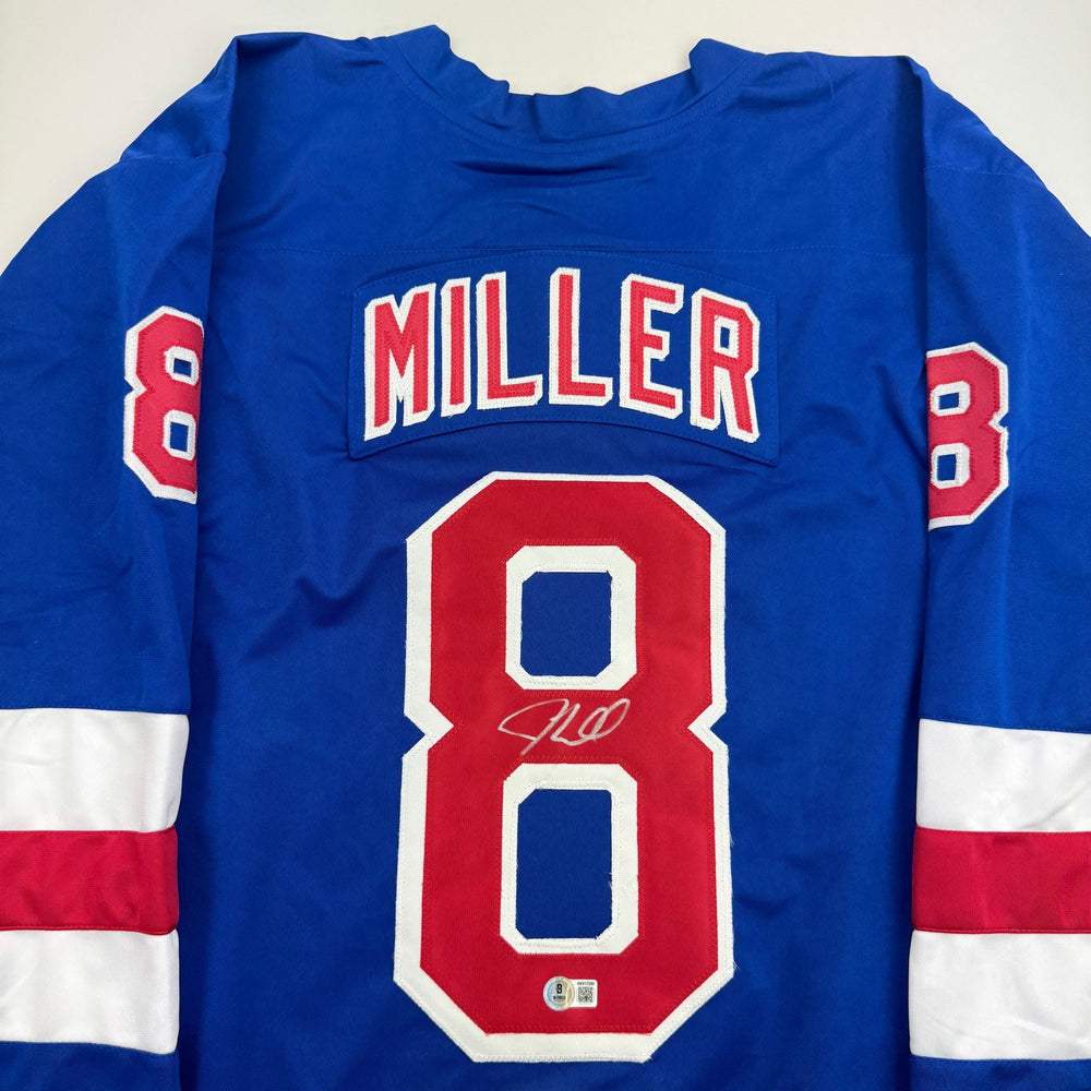 Autographed/Signed JT J.T. Miller New York Blue Hockey Jersey Beckett BAS COA