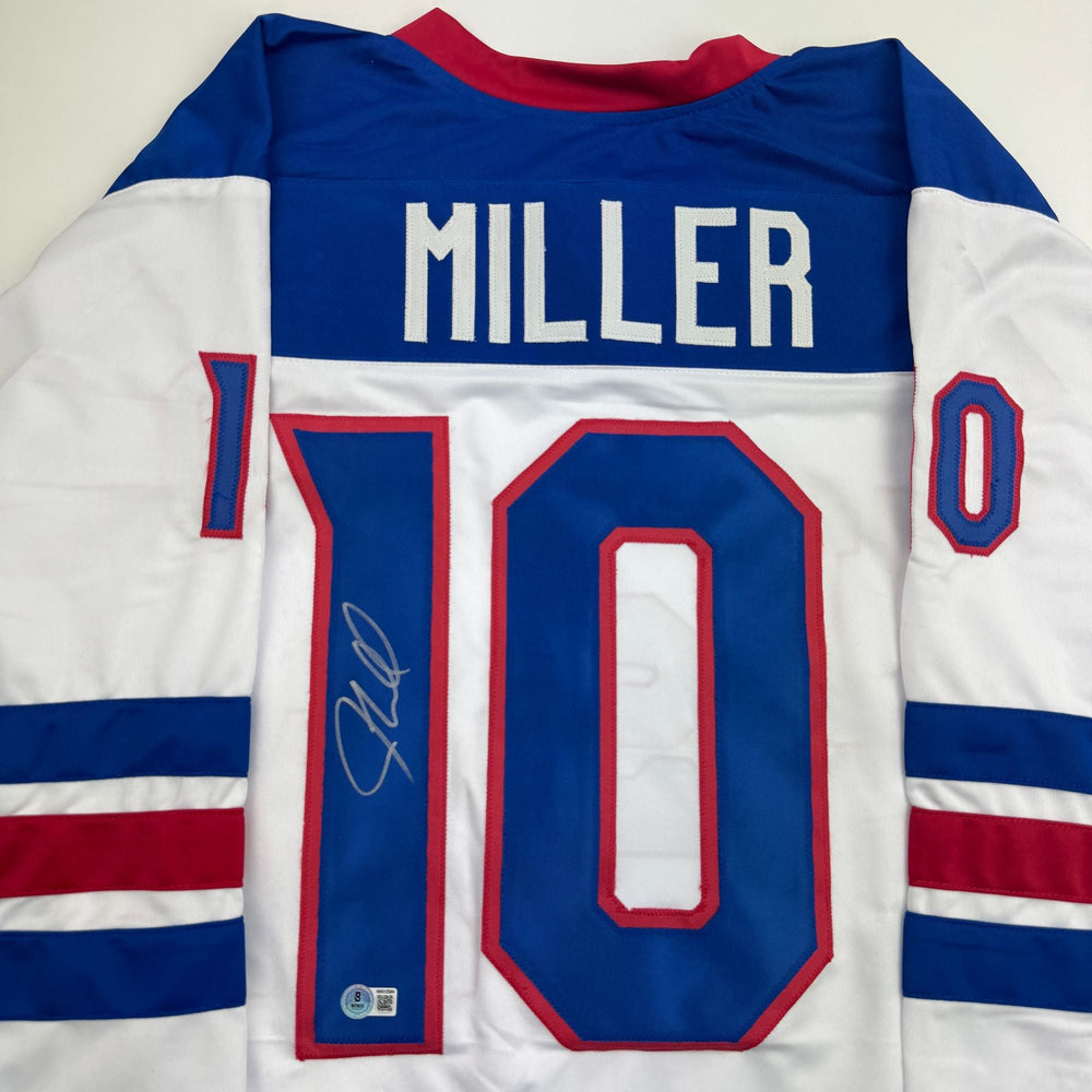 Autographed/Signed JT J.T. Miller Team USA White Hockey Jersey Beckett BAS COA