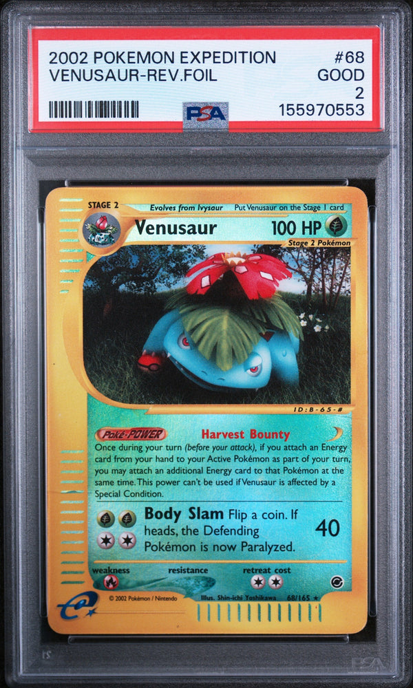 Graded 2002 Pokemon Expedition Venusaur-Rev.Foil #68 Trading Card Game PSA 2 Good