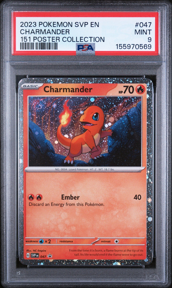 Graded 2023 Pokemon Svp En-Sv Black Star Promo Charmander #047 Trading Card Game PSA 9 Mint