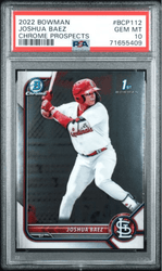 Graded 2022 Topps Bowman Joshua Baez #BCP112 Chrome Prospects Rookie RC Baseball Card PSA 10 Gem Mint