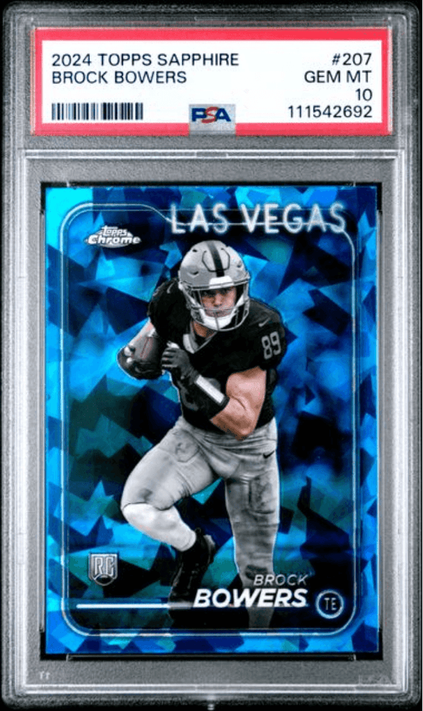 Graded 2024 Topps Sapphire Brock Bowers #207 Rookie RC Football Card PSA 10 Gem Mint