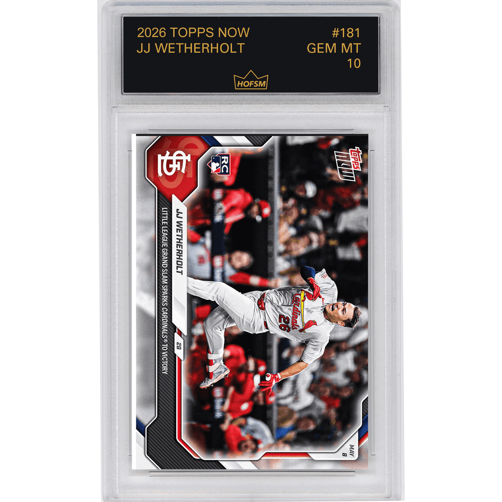 Graded 2026 Topps Now JJ Wetherholt #181 Little League Grand Slam Sparks Cardinals to Victory St Louis Cardinals Rookie RC Baseball Card HOFSM 10 Gem Mint