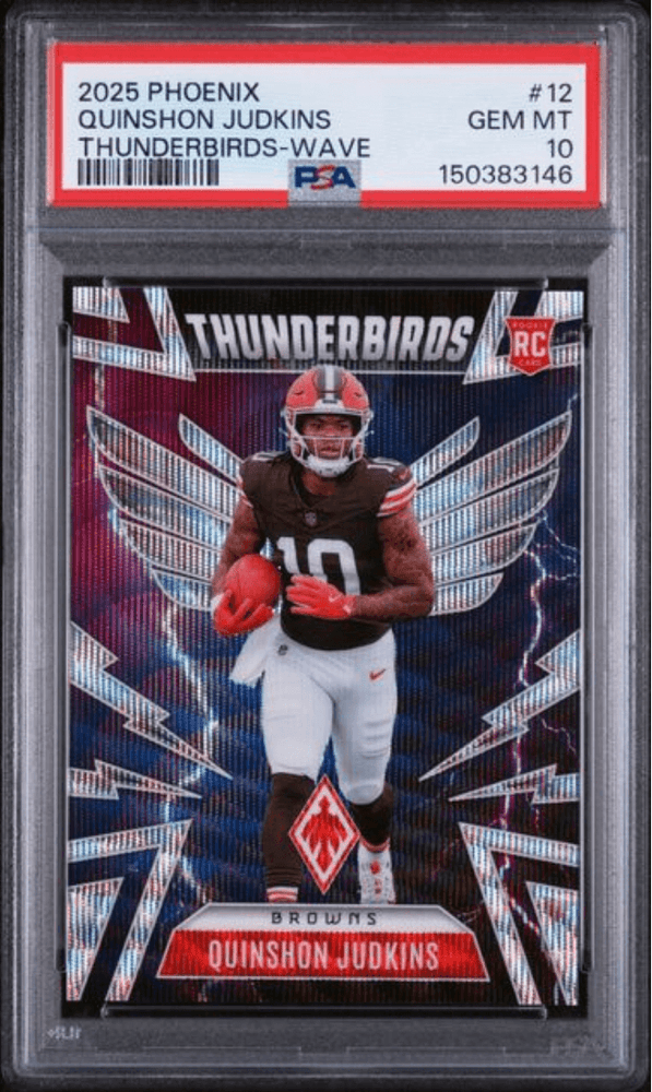 Graded 2025 Panini Phoenix Quinshon Judkins #12 Thunderbirds Wave /299 Rookie RC Football Card PSA 10 Gem Mint