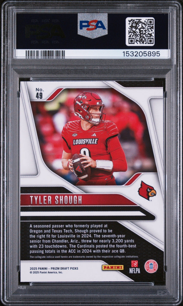 Graded 2025 Panini Prizm Draft Picks Tyler Shough #49 Rookie RC Football Card PSA 9 Mint