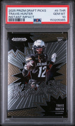 Graded 2025 Panini Prizm Draft Picks Travis Hunter #II-THR Instant Impact Rookie RC Football Card PSA 10 Gem Mint