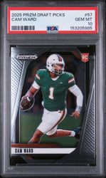Graded 2025 Panini Prizm Draft Picks Cam Ward #57 Rookie RC Football Card PSA 10 Gem Mint