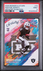 Graded 2025 Panini Rookies & Stars Ashton Jeanty #10 Artistry in Motion Rookie RC Football Card PSA 9 Mint