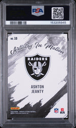Graded 2025 Panini Rookies & Stars Ashton Jeanty #10 Artistry in Motion Rookie RC Football Card PSA 9 Mint