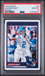 Graded 2025 Panini Score Jaxson Dart #35 Rookie RC Football Card PSA 10 Gem Mint
