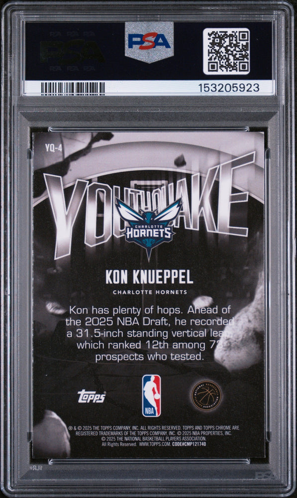 Graded 2025 Topps Chrome Kon Knueppel #YQ-4 Youthquake Rookie RC Basketball Card PSA 10 Gem Mint