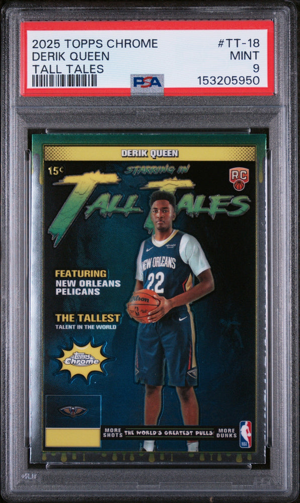 Graded 2025 Topps Chrome Derik Queen #TT-18 Tall Tales Rookie RC Basketball Card PSA 9 Mint