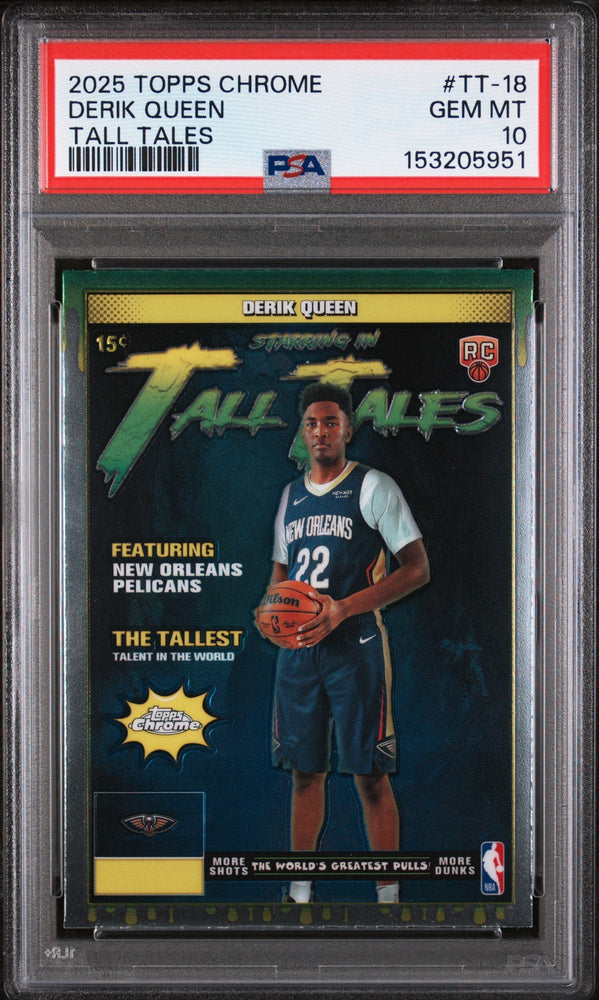 Graded 2025 Topps Chrome Derik Queen #TT-18 Tall Tales Rookie RC Basketball Card PSA 10 Gem Mint