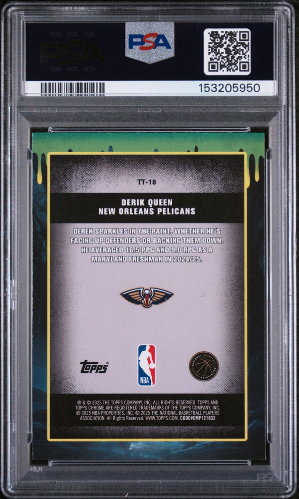 Graded 2025 Topps Chrome Derik Queen #TT-18 Tall Tales Rookie RC Basketball Card PSA 9 Mint