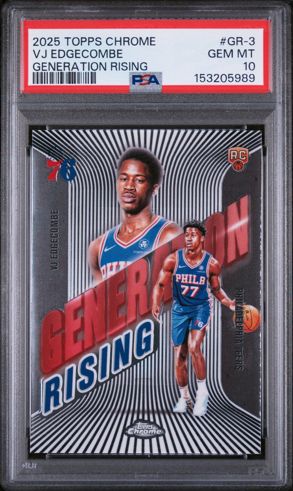 Graded 2025 Topps Chrome VJ Edgecombe #GR-3 Generation Rising Rookie RC Basketball Card PSA 10 Gem Mint
