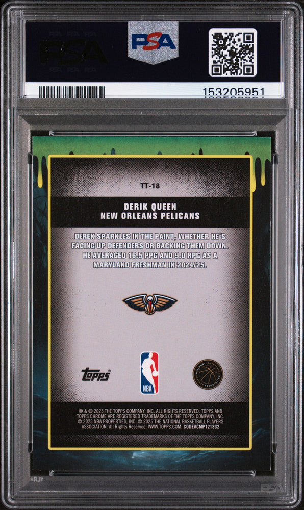 Graded 2025 Topps Chrome Derik Queen #TT-18 Tall Tales Rookie RC Basketball Card PSA 10 Gem Mint