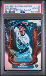 Graded 2025 Topps Chrome Cosmic Roki Sasaki #ET-23 Extraterrestrial Talent Rookie RC Baseball Card PSA 10 Gem Mint