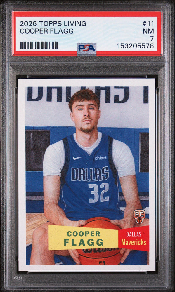 Graded 2025-26 Topps Living Cooper Flagg #11 Rookie RC Basketball Card PSA 7 Near Mint