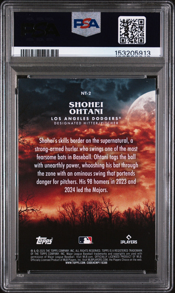 Graded 2025 Topps Update Shohei Ohtani #NT-2 Night Terrors Baseball Card PSA 9 Mint