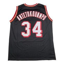 Autographed/Signed Giannis Antetokounmpo Miami Heat Black Retro Basketball Jersey JSA COA