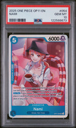 Graded 2025 One Piece Nami #054 OP11 Trading Card Game PSA 10 Gem Mint