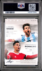 Graded 2024 Leaf Special Release Lionel Messi Cristiano Ronaldo #ELE29 Exclusive Legends Edition Soccer Card PSA 10 Gem Mint