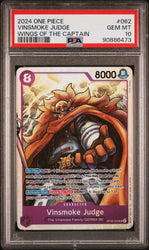 Graded 2024 One Piece Vinsmoke Judge #062 Trading Card Game PSA 10 Gem Mint