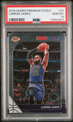 Graded 2019 Panini NBA Hoops Premium Stock LeBron James #87 Basketball Card PSA 10 Gem Mint
