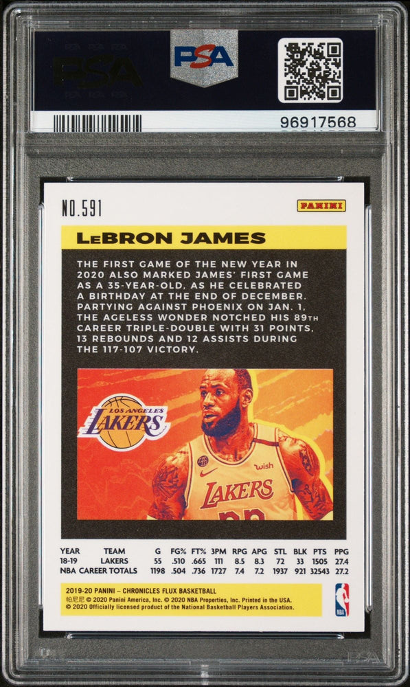 Graded 2019 Panini Chronicles LeBron James #591 Flux Basketball Card PSA 10 Gem Mint