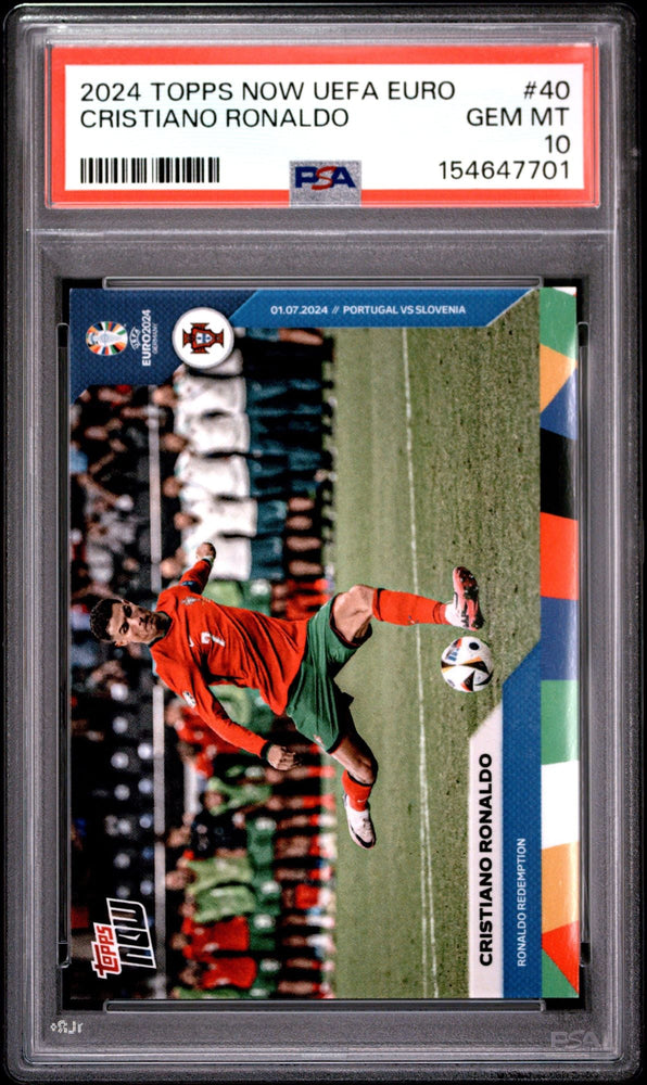 Graded 2024 Topps Now UEFA Euro Cristiano Ronaldo #40 Portugal Soccer Card PSA 10 Gem Mint