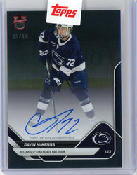 2026 Topps Bowman U Now Gavin McKenna #3A Black Auto /10 Records 1st Collegiate Hattrick Penn State Nittany Lions Rookie RC Hockey Card