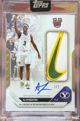2025 Topps Bowman U Now AJ Dybantsa #1 Foilfractor Relic Auto 1/1 Number 1 Recruit in the Nation Debuts at BYU BYU Cougars Rookie RC Basketball Card