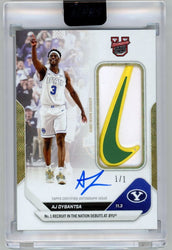 2025 Topps Bowman U Now AJ Dybantsa #1 Foilfractor Relic Auto 1/1 Number 1 Recruit in the Nation Debuts at BYU BYU Cougars Rookie RC Basketball Card