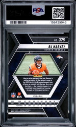 Graded 2025 Panini Mosaic RJ Harvey #375 Reactive Purple Rookie RC Football Card PSA 10 Gem Mint