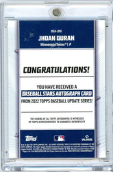 2022 Topps Update Baseball Jhoan Duran #BSAJDU Baseball Stars Auto Rookie RC Baseball Card