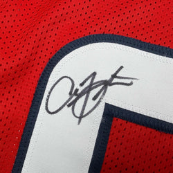 Framed Autographed/Signed Arian Foster 35x39 Houston Red Football Jersey Beckett BAS COA