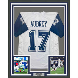 Framed Autographed/Signed Brandon Aubrey 35x39 Dallas Color Rush Football Jersey Beckett BAS COA