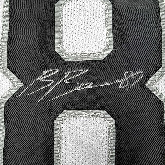 Framed Autographed/Signed Brock Bowers 35x39 Las Vegas Oakland White Football Jersey Beckett BAS COA
