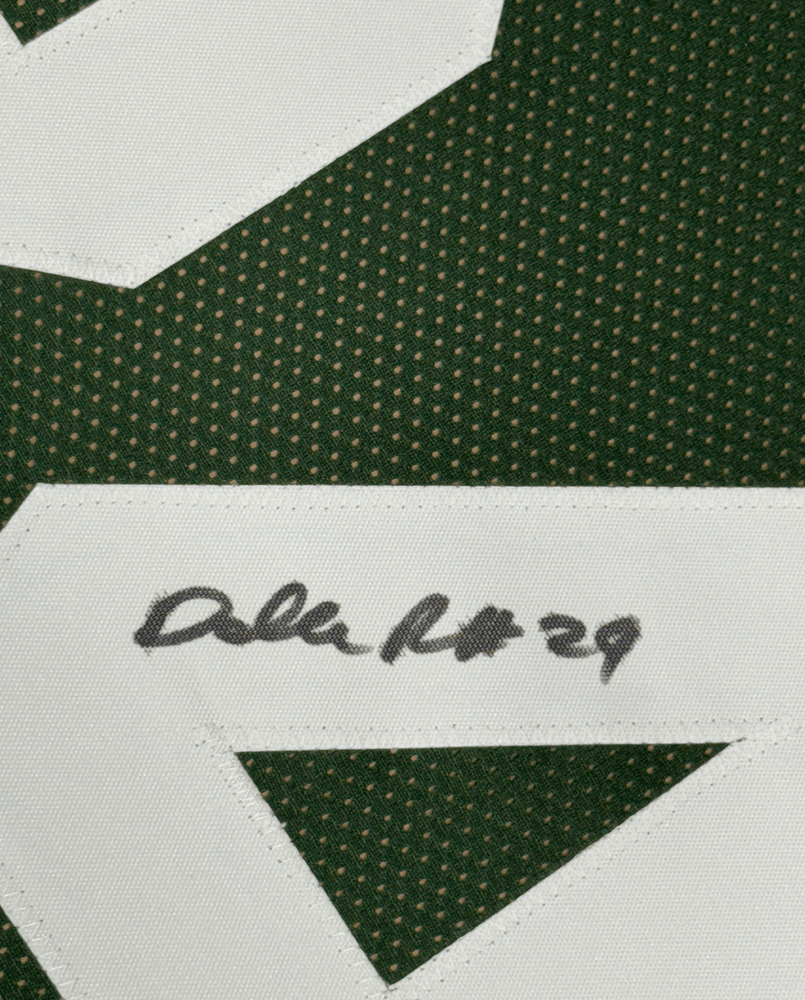 Framed Autographed/Signed Darrelle Revis 35x39 New York Green Football Jersey Beckett BAS COA