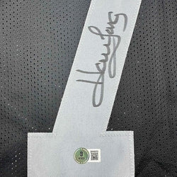 Framed Autographed/Signed Howie Long 35x39 Oakland White Football Jersey Beckett BAS COA