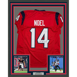 Framed Autographed/Signed Jaylin Noel 35x39 Houston Red Football Jersey JSA COA