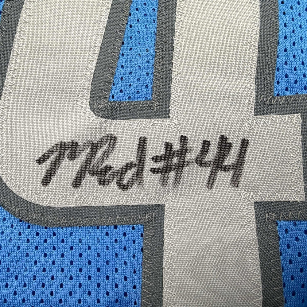 Framed Autographed/Signed Malcolm Rodriguez 35x39 Detroit Blue Football Jersey Beckett BAS COA