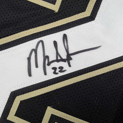 Framed Autographed/Signed Mark Ingram II 35x39 New Orleans Black Alternate Football Jersey JSA COA